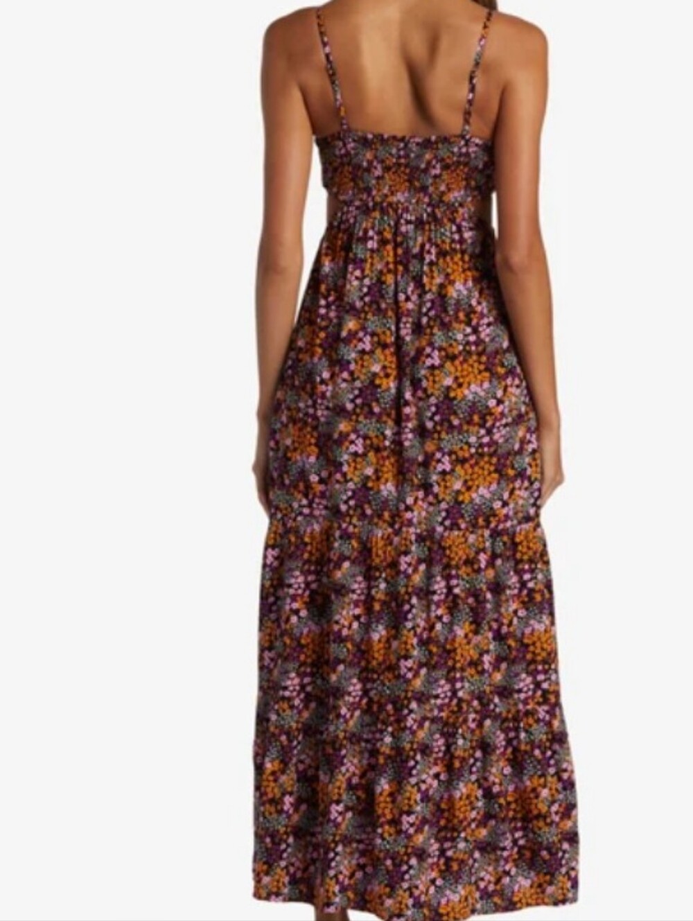 Smocked Silhouette Maxi Summer Dress With Adjustable Straps Size XL